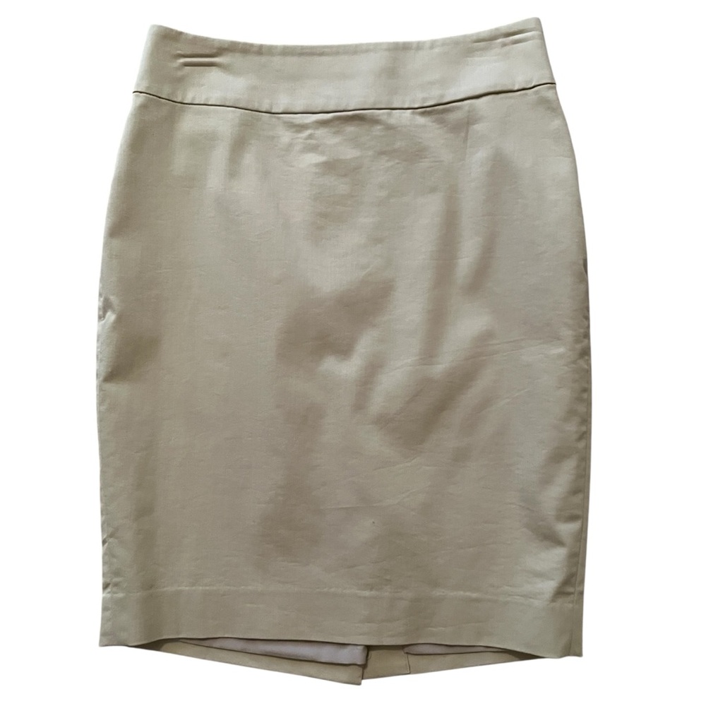 Ann Taylor Beige Stretch Cotton Pencil Skirt 0